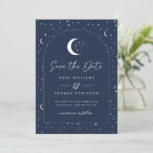 Midnight Blue Celestial Arched Bewaar de datum Save The Date (Staand voorkant)