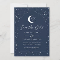 Midnight Blue Celestial Arched Bewaar de datum