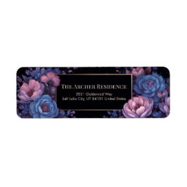 Midnight Blue Celestial Peony Border Etiket