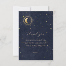 Midnight Blue Celestial Quinceanera bedankkaart