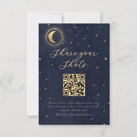 Midnight Blue Celestial Quinceanera Kaart (Voorkant)