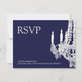 Midnight Blue Chandelier RSVP-kaarten RSVP Kaartje (Voorkant)