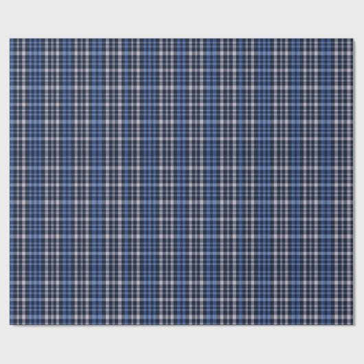 Midnight Blue Check Plaid Cadeaupapier (Vlak)