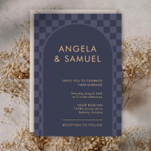 Midnight Blue Checkered Modern Wedding