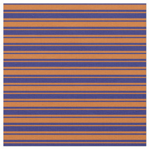 Midnight Blue & Chocolate Stripes Pattern Stof