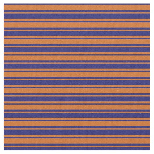 Midnight Blue & Chocolate Stripes Pattern Stof (Close Up)
