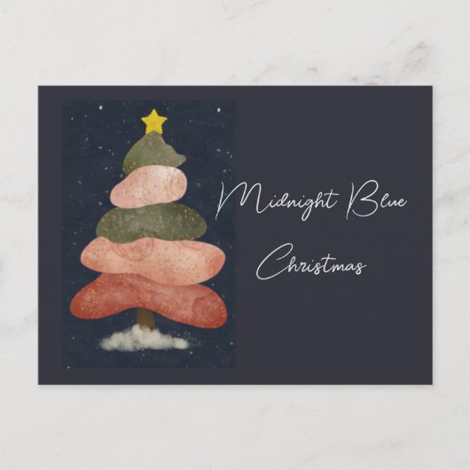 Midnight Blue Christmas - Elegante boom Feestdagenkaart (Voorkant)