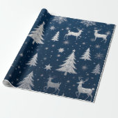 Midnight Blue Christmas Wrapping Paper Cadeaupapier (Uitgerold)