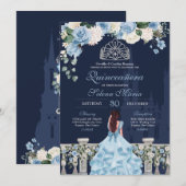 Midnight Blue Cinderella Princess Quinceañera Kaart (Voorkant / Achterkant)