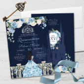 Midnight Blue Cinderella Princess Quinceañera Kaart