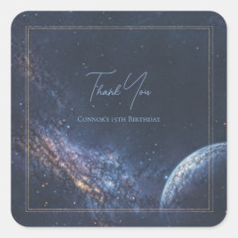 Midnight Blue Cinematic Milky Way Frame Vierkante Sticker