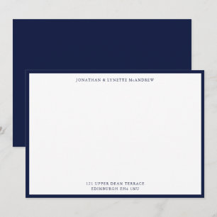 Midnight Blue Classic Border Flat Note Kaart Notitiekaartje