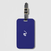Midnight Blue Color Minimalist Plain Monogram Bagagelabel (Voorkant (verticaal))