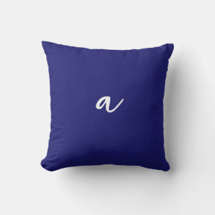 Midnight Blue Color Minimalist Plain Monogram Kussen