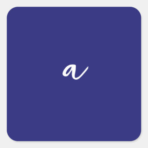 Midnight Blue Color Minimalist Plain Monogram Vierkante Sticker