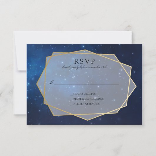 Midnight Blue Constellation Wedding RSVP (Voorkant)