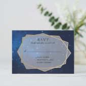 Midnight Blue Constellation Wedding RSVP (Staand voorkant)