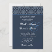 Midnight Blue Damask Wedding Kaart (Voorkant)