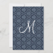Midnight Blue Damask Wedding Kaart (Achterkant)