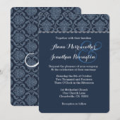 Midnight Blue Damask Wedding V02 Kaart (Voorkant / Achterkant)