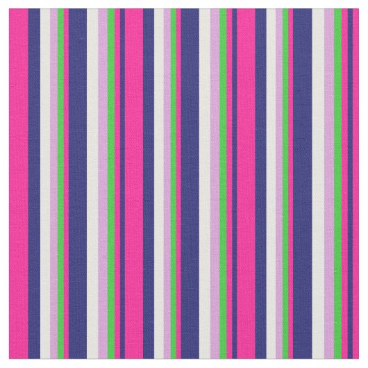 Midnight Blue, Deep Pink, Green, Plum & Mint Cream Stof (Close Up)