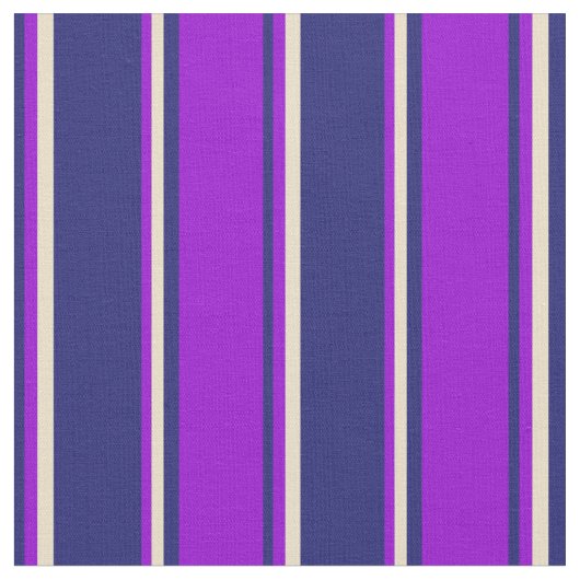Midnight Blue, donker Violet & Tan Pattern Stof (Close Up)