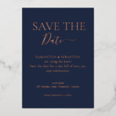 Midnight Blue Echte Folie Echte Folie Save the Dat Folie Feestdagenkaart (Voorkant)