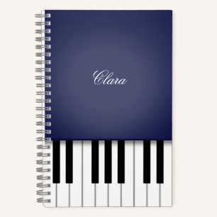 Midnight Blue Elegant Piano-toetsenbord op maat Notitieboek