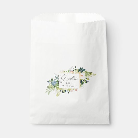 Midnight Blue en Blush Floral Afstuderen Bedankzakje (Voorkant)