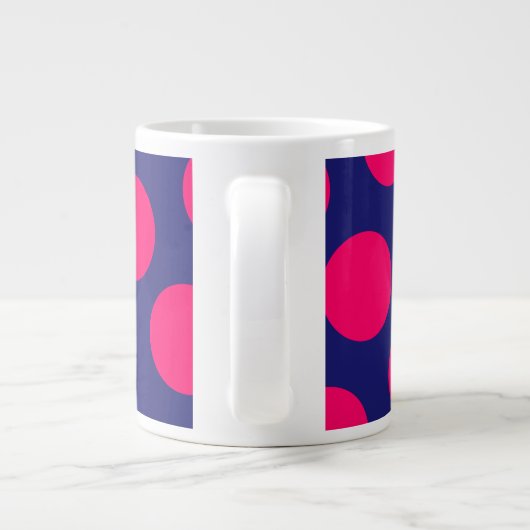 Midnight Blue en Bright Pink Dot Monogram Grote Koffiekop (Achterkant)