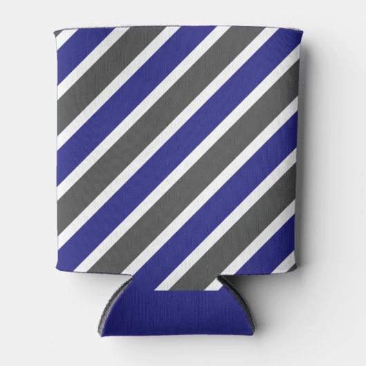 Midnight Blue en Dark Grey Stripes Blikjeskoeler (Voorkant)