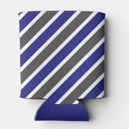 Midnight Blue en Dark Grey Stripes Blikjeskoeler (Achterkant)