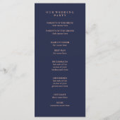 Midnight Blue en Faux Roos Gold Border Program Programmakaart (Achterkant)