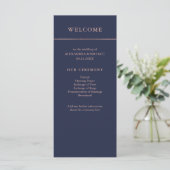 Midnight Blue en Faux Roos Gold Border Program Programmakaart (Staand voorkant)