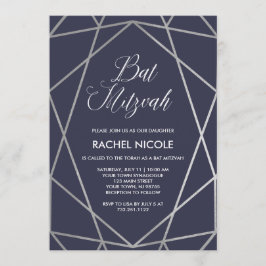 Midnight Blue en geometrische lijnen | Bat Mitzvah Kaart