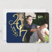 Midnight Blue en Gold 2017 Foto Afstuderen Kaart (Voorkant)
