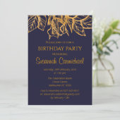 Midnight Blue en Gold Elegant Birthday Kaart (Staand voorkant)