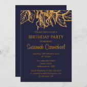 Midnight Blue en Gold Elegant Birthday Kaart (Voorkant / Achterkant)