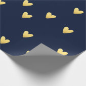 Midnight blue en goudharten cadeaupapier (Hoek)