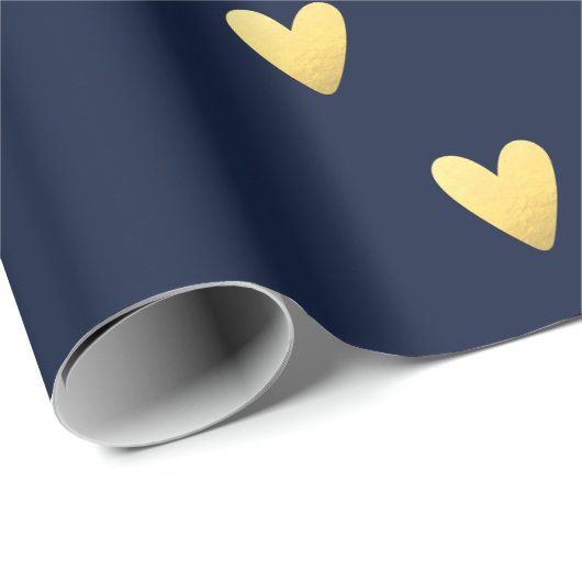 Midnight blue en goudharten cadeaupapier (Rol Hoek)