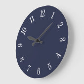 Midnight Blue en Large White Numbers Wall Clock Grote Klok (Hoek)