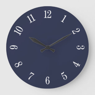 Midnight Blue en Large White Numbers Wall Clock Grote Klok