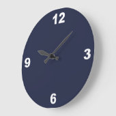 Midnight Blue en Large White Numbers Wall Clock Grote Klok (Hoek)
