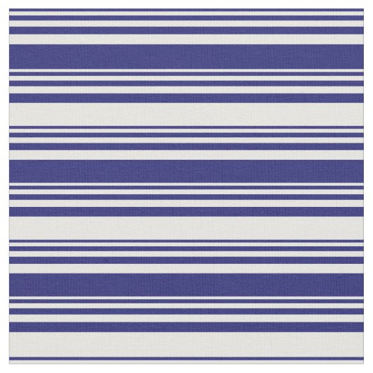 Midnight Blue en Mint Cream Lines Pattern Stof (Close Up)