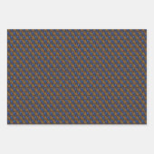 Midnight blue en oranje pauw-vederpatroon inpakpapier vel (Voorkant 3)