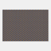 Midnight blue en oranje pauw-vederpatroon inpakpapier vel (Voorkant)