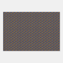 Midnight blue en oranje pauw-vederpatroon inpakpapier vel