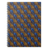 Midnight blue en oranje pauw-vederpatroon notitieboek (Voorkant)