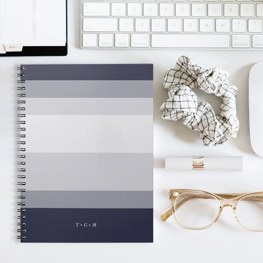 Midnight Blue en Roke Grey Colorblock Monogram Notitieboek