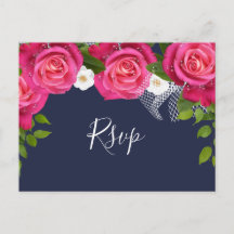 Midnight Blue en Roze Rose bruiloft - RSVP